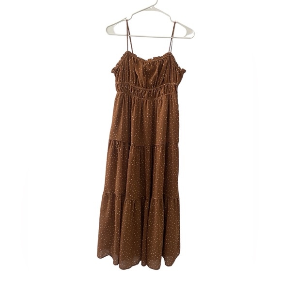 MADEWELL Sophia Cani Tiered midi Dress in Dot size 0 in Sepia sun dress - Picture 9 of 9